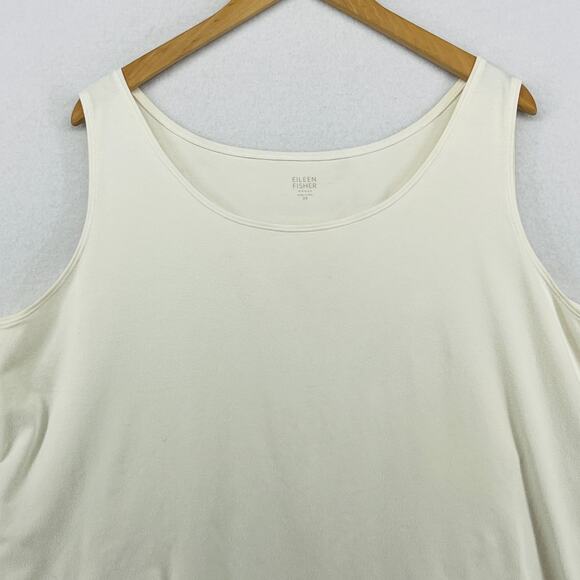 EILEEN FISHER Tank Top 2X Plus Organic Cotton Stretch Jersey Off White USA - Picture 3 of 14